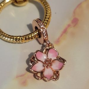 Pandora Cherry blossom rose gold over sterling silver.